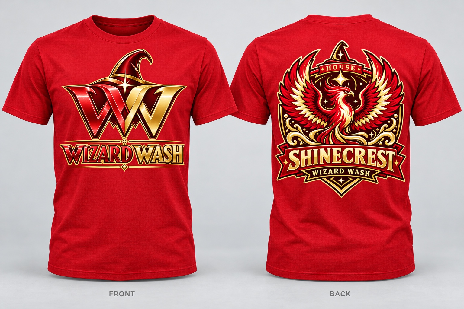 Shinecrest House Tee: approved house T-shirt shown front and back