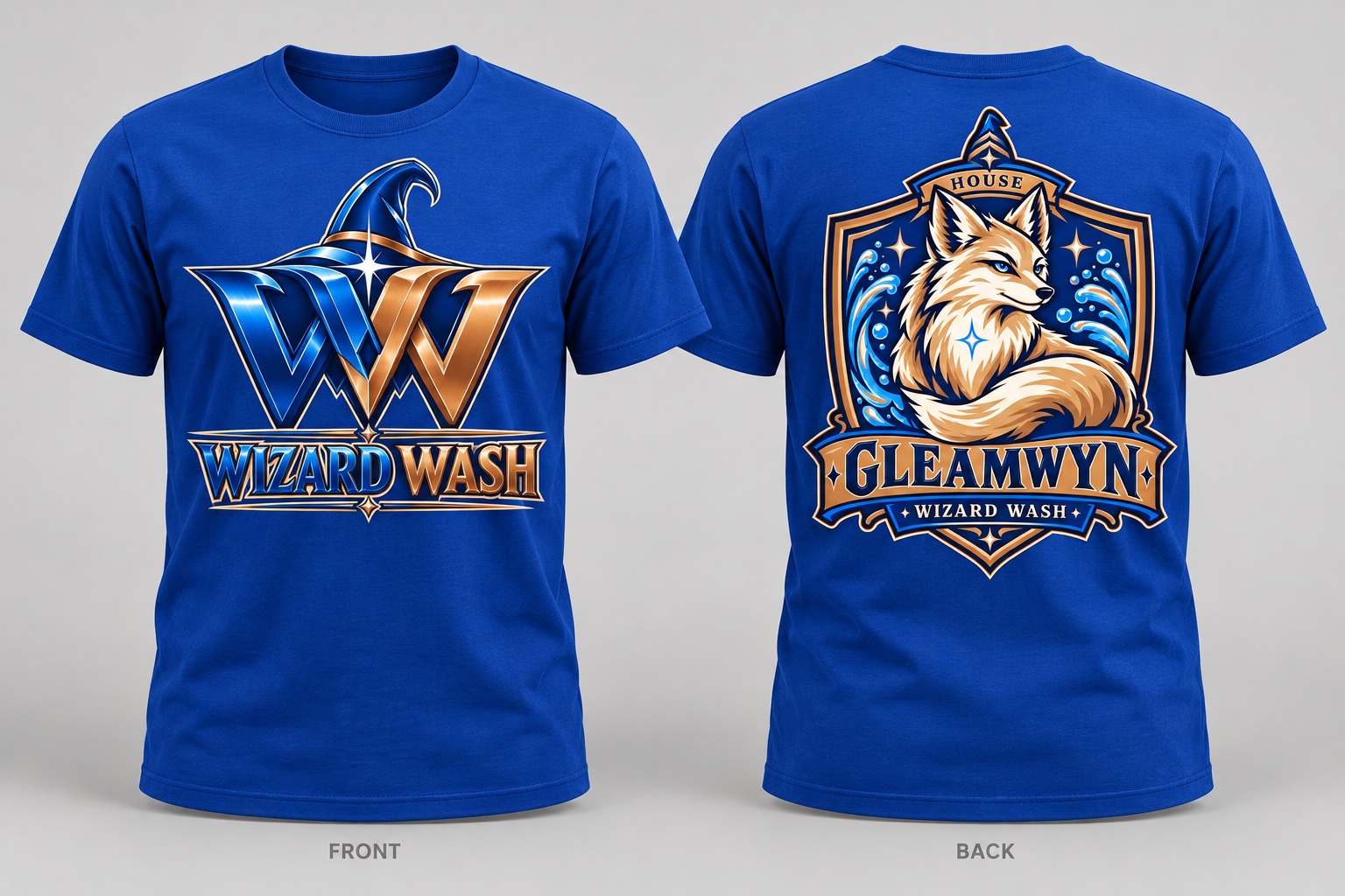 Gleamwyn House Tee: approved house T-shirt shown front and back
